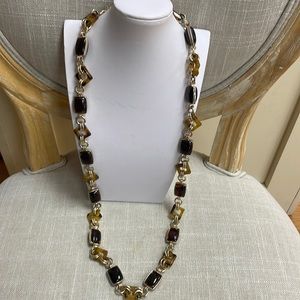 Talbots Amber & Tortoise Shell Gold  Full Length Necklace